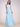 Asymmetrical Chiffon Bridesmaid Dress With Ruffle Short Sleeve - Sky Blue