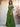 Off Shoulder Pleated Chiffon A-Line Bridesmaid Dress With Belt - Olive Green