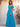 Off Shoulder Pleated Chiffon A-Line Bridesmaid Dress With Belt - Blue