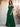 Off Shoulder Pleated Chiffon A-Line Bridesmaid Dress With Belt - Emerald Green