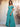 Off Shoulder Pleated Chiffon A-Line Bridesmaid Dress With Belt - Aqua Blue