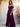 Off Shoulder Pleated Chiffon A-Line Bridesmaid Dress With Belt - Plum