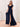 Ruffle Sleeve Square Chiffon Long Bridesmaid Dress - Navy Blue