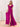 Ruffle Sleeve Square Chiffon Long Bridesmaid Dress - Hot Pink