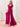 Ruffle Sleeve Square Chiffon Long Bridesmaid Dress - Fuchsia