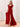 Ruffle Sleeve Square Chiffon Long Bridesmaid Dress - Red