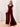 Ruffle Sleeve Square Chiffon Long Bridesmaid Dress - Burgundy