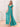 Ruffle Sleeve Square Chiffon Long Bridesmaid Dress - Aqua Blue