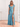 Ruffle Sleeve Square Floral Chiffon Long Bridesmaid Dress - Blue Floral