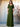 Half Sleeves Square A-Line long Bridesmaid Dress - Olive Green