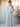 Floral Printing Square Chiffon Bridesmaid Dress With Bows - Dusty Blue Floral