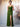 Square Chiffon Waist Pleats Sheath Bridesmaid Dress With Slit - Olive Green