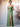 Square Chiffon Waist Pleats Sheath Bridesmaid Dress With Slit - Sage Green