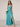V-Neck A-Line Ankel Bridesmaid Dress With Split - Aqua Blue