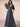 Half Sleeve Pleats Chiffon A-Line Bridesmaid Dress in Stormy Blue