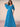 Half Sleeve Pleats Chiffon A-Line Bridesmaid Dress in Blue