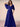Half Sleeve Pleats Chiffon A-Line Bridesmaid Dress in Royal Blue