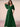 Half Sleeve Pleats Chiffon A-Line Bridesmaid Dress in Emerald Green