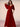 Half Sleeve Pleats Chiffon A-Line Bridesmaid Dress in Red