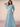 Half Sleeve Pleats Chiffon A-Line Bridesmaid Dress in Light Blue