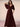 Half Sleeve Pleats Chiffon A-Line Bridesmaid Dress in Burgundy