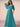 Half Sleeve Pleats Chiffon A-Line Bridesmaid Dress in Aqua Blue