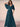 Half Sleeve Pleats Chiffon A-Line Bridesmaid Dress in Peacock Blue