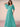 Half Sleeve Pleats Chiffon A-Line Bridesmaid Dress in Turquoise
