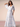 Half Sleeve Floral Printing Pleats Chiffon A-Line Bridesmaid Dress - White Floral