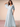 Half Sleeve Floral Printing Pleats Chiffon A-Line Bridesmaid Dress - Dusty Blue Floral