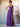 A-Line Chiffon Back Bow Bridesmaid Dress With Slit - Purple