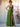 A-Line Chiffon Back Bow Bridesmaid Dress With Slit - Olive Green