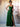 A-Line Chiffon Back Bow Bridesmaid Dress With Slit - Emerald Green