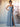 A-Line Chiffon Back Bow Bridesmaid Dress With Slit - Dusty Blue