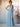 A-Line Chiffon Back Bow Bridesmaid Dress With Slit - Light Blue