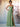 A-Line Chiffon Back Bow Bridesmaid Dress With Slit - Sage Green