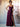 A-Line Chiffon Back Bow Bridesmaid Dress With Slit - Plum