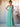 A-Line Chiffon Back Bow Bridesmaid Dress With Slit - Turquoise