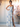 A-Line Floral Printing Chiffon Bow Backless Bridesmaid Dress With Slit - Baby Blue Floral