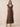 Chiffon Tea Length A-Line Bridesmaid Dress with Flutter Sleeve in Brown