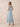 Chiffon Tea Length A-Line Bridesmaid Dress with Flutter Sleeve in Dusty Blue