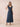 Chiffon Tea Length A-Line Bridesmaid Dress with Flutter Sleeve in Navy Blue