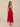 Pleated Chiffon A-Line Midi Bridesmaid Dress with Spaghetti Strap in Red