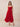 Pleated Chiffon A-Line Midi Bridesmaid Dress with Spaghetti Strap in Red