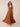 V-Neck Chiffon A-Line Floor Length Bridesmaid Dress with Back Sash in Burnt Orange