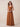 V-Neck Chiffon A-Line Floor Length Bridesmaid Dress with Back Sash in Burnt Orange