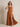 Spaghetti Strap V-Neck Chiffon Ruffled Bridesmaid Dress with Slit in Burnt Orange