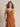 Spaghetti Strap V-Neck Chiffon Ruffled Bridesmaid Dress with Slit in Burnt Orange