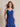 Spaghetti Strap V-Neck Chiffon Ruffled Bridesmaid Dress with Slit in Royal Blue