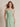 Spaghetti Strap V-Neck Chiffon Ruffled Bridesmaid Dress with Slit in Sage Green